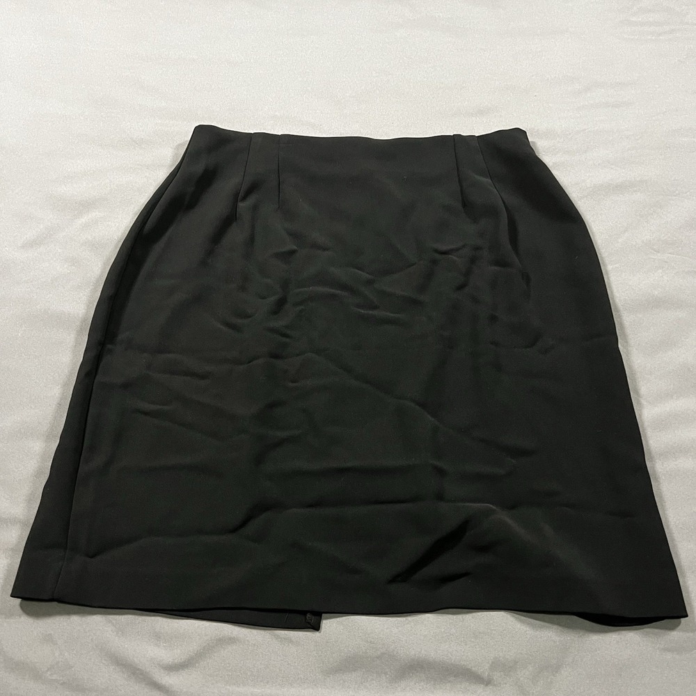 Vintage Women's‎ Savion Black Mid-length Skirt Size 12 Pleated Zip Up Back Slit